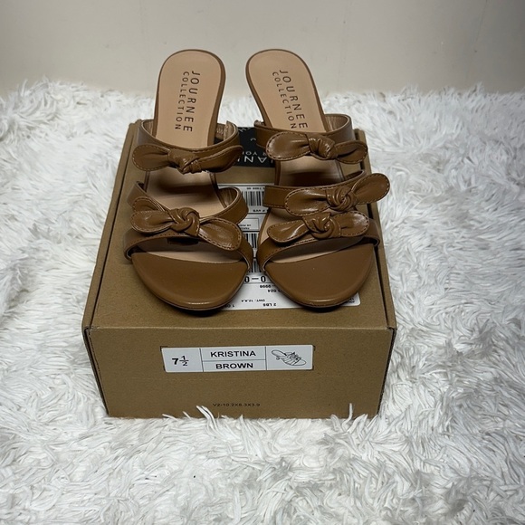 Journee Collection Shoes - Journee Collection Tan Bow Sandals